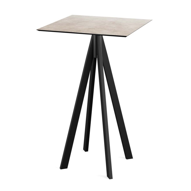 Veba - Infinity mange-debout avec piètement noir + plateau HPL carré Moonstone