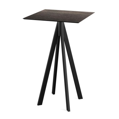 Veba - Infinity mange-debout avec piètement noir + plateau HPL carré Riverwashed Wood