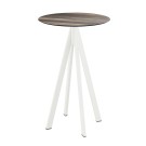 Veba - Infinity mange-debout avec piètement blanc + plateau HPL rond Tropical Wood