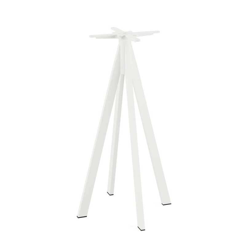 Veba - Infinity mange-debout avec piètement blanc + plateau HPL rond Tropical Wood