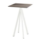 Veba - Infinity mange-debout avec piètement blanc + plateau HPL carré Tropical Wood