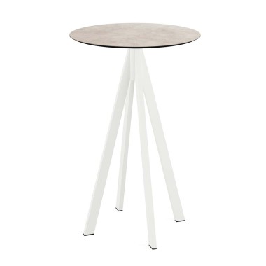 Veba - Infinity mange-debout avec piètement blanc + plateau HPL rond Moonstone