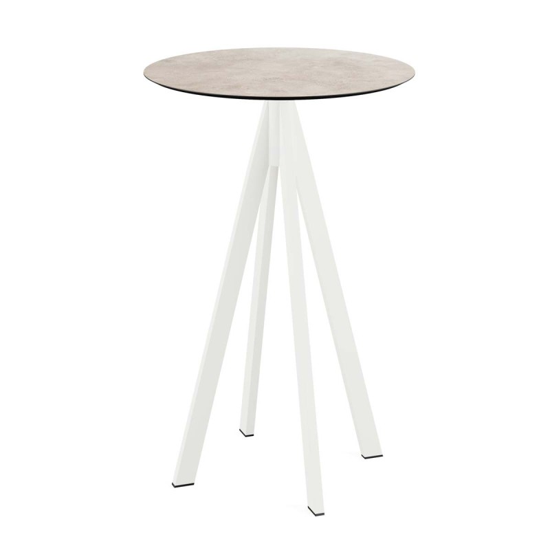 Veba - Infinity mange-debout avec piètement blanc + plateau HPL rond Moonstone