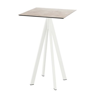 Veba - Infinity mange-debout avec piètement blanc + plateau HPL carré Moonstone