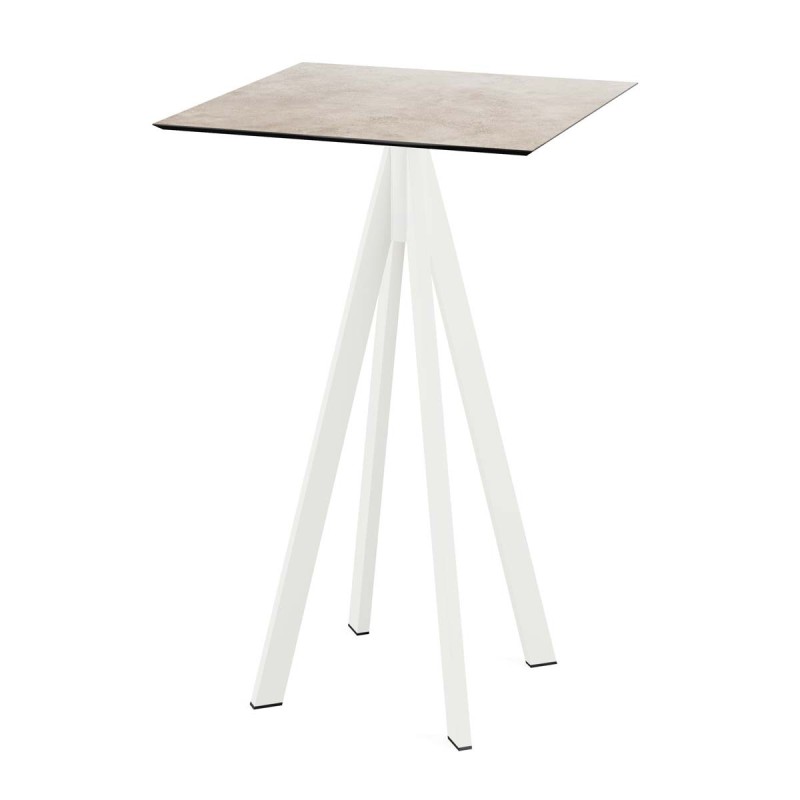 Veba - Infinity mange-debout avec piètement blanc + plateau HPL carré Moonstone