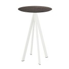 Veba - Infinity mange-debout avec piètement blanc + plateau HPL rond Riverwashed Wood