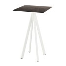 Veba - Infinity mange-debout avec piètement blanc + plateau HPL  carré Riverwashed Wood