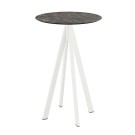 Veba - Infinity mange-debout avec piètement blanc + plateau HPL rond Galaxy Marble