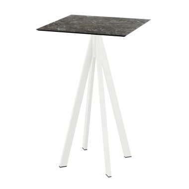 Veba - Infinity mange-debout avec piètement blanc + plateau HPL  carré Galaxy Marble