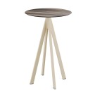 Veba - Infinity mange-debout avec piètement sable + plateau rond HPL Tropical Wood
