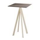 Veba - Infinity mange-debout avec piètement sable + plateau carré HPL Tropical Wood