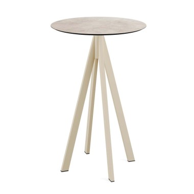 Veba - Infinity mange-debout avec piètement sable + plateau rond HPL Moonstone