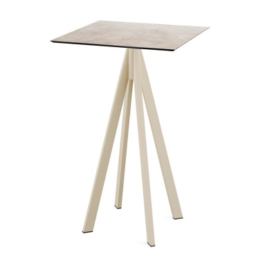 Veba - Infinity mange-debout avec piètement sable + plateau carré HPL Moonstone