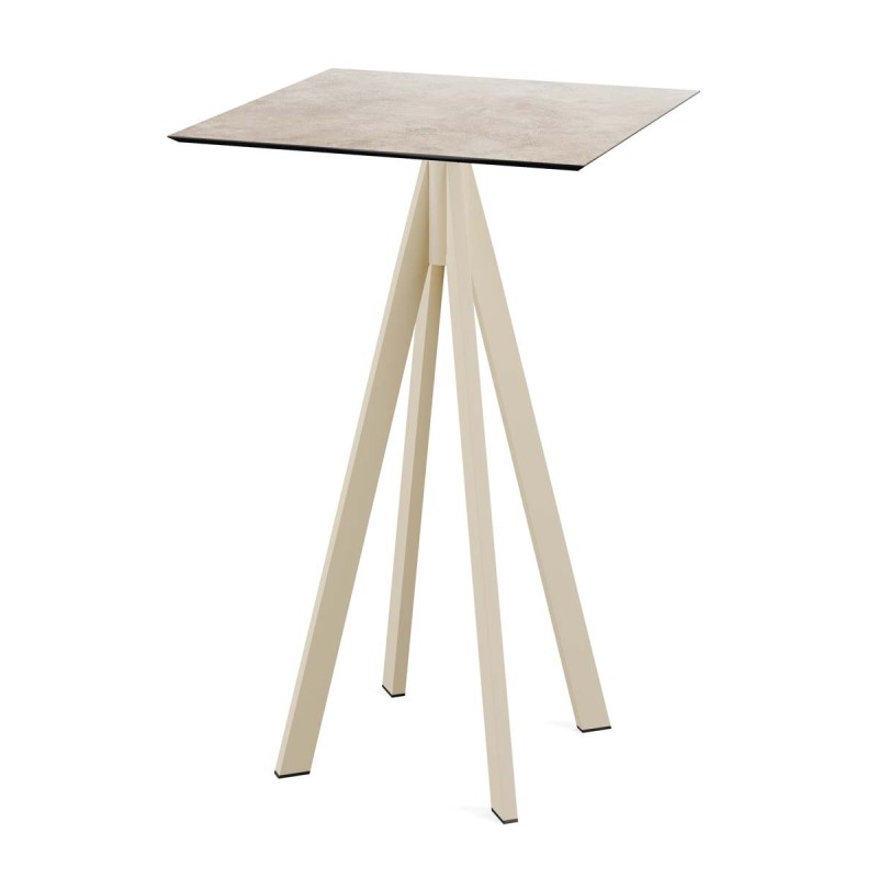 Veba - Infinity mange-debout avec piètement sable + plateau carré HPL Moonstone