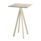 Veba - Infinity mange-debout avec piètement sable + plateau carré HPL Moonstone