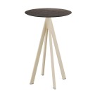 Veba - Infinity mange-debout avec piètement sable + plateau HPL rond Riverwashed Wood