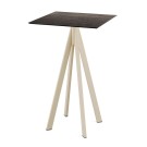Veba - Infinity mange-debout avec piètement sable + plateau HPL carré Riverwashed Wood