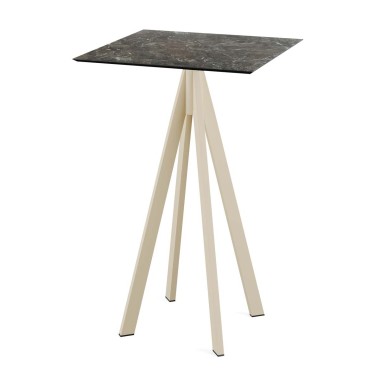 Veba - Infinity mange-debout avec piètement sable + plateau HPL carré Galaxy Marble