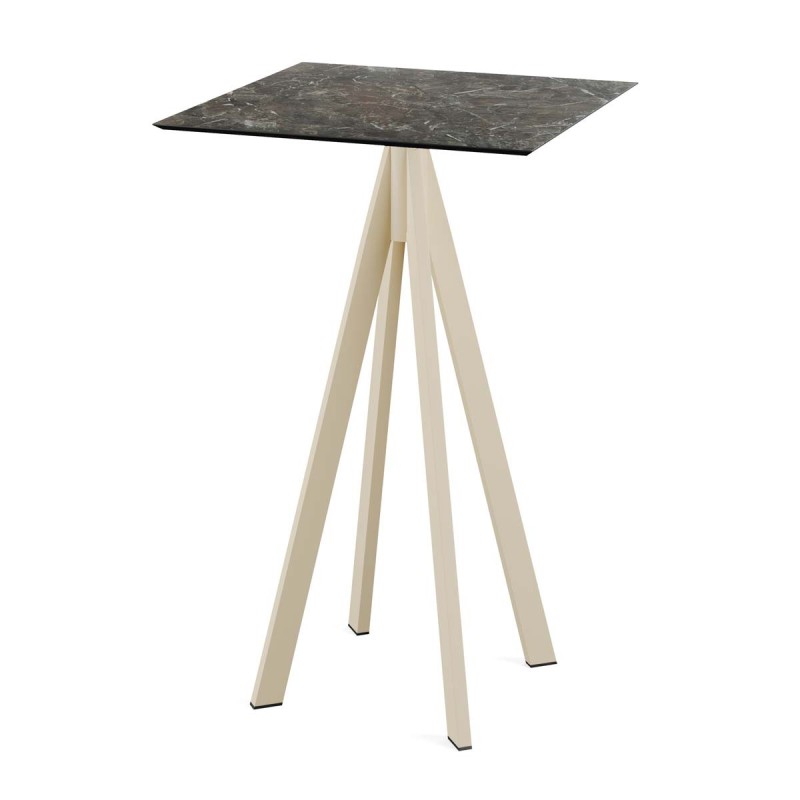 Veba - Infinity mange-debout avec piètement sable + plateau HPL carré Galaxy Marble