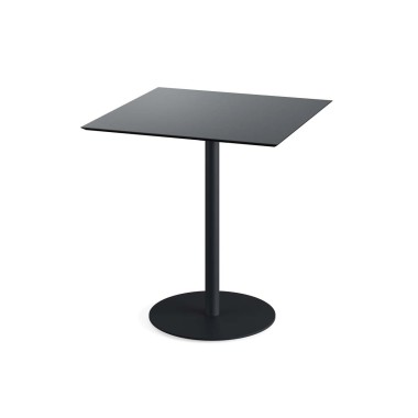 Veba - Urban table de bistrot avec piètement noir + plateau carré HPL noir