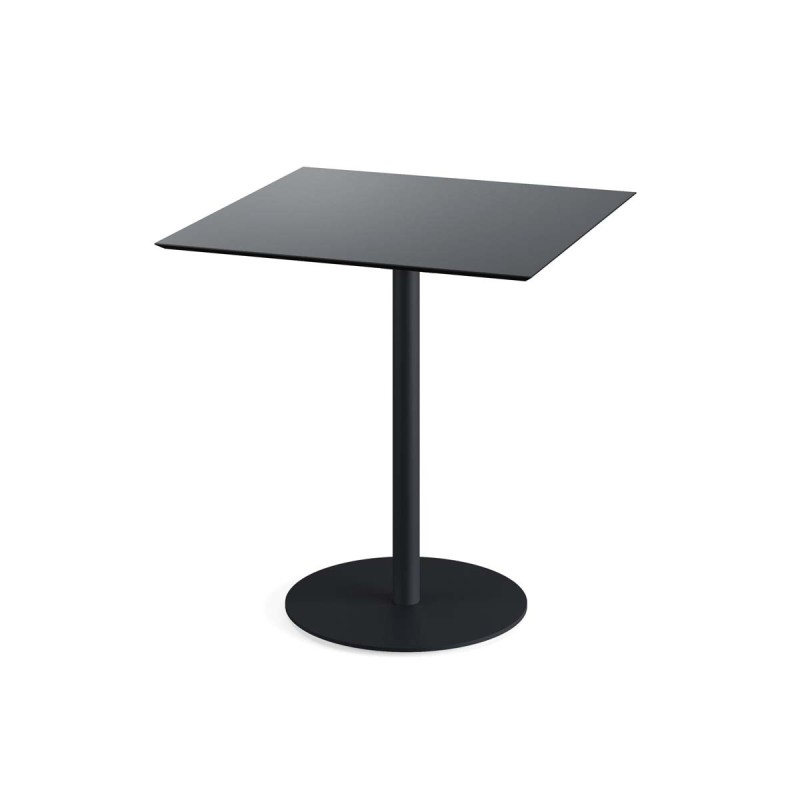 Veba - Urban table de bistrot avec piètement noir + plateau carré HPL noir