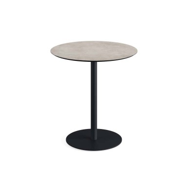 Veba - Urban table de bistrot avec piètement noir + plateau HPL rond Moonstone