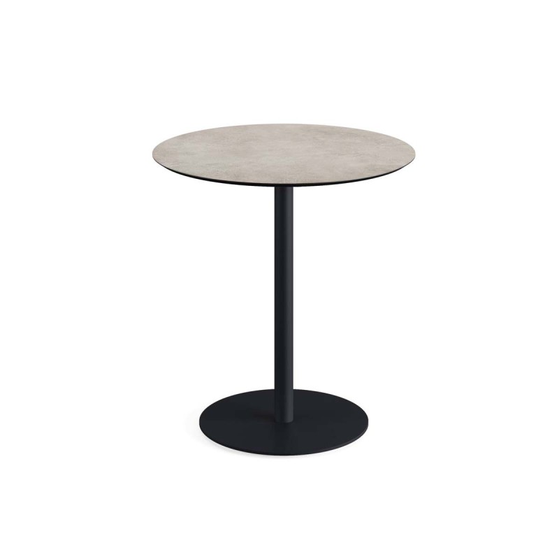 Veba - Urban table de bistrot avec piètement noir + plateau HPL rond Moonstone