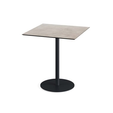 Veba - Urban table de bistrot avec piètement noir + plateau HPL carré Moonstone