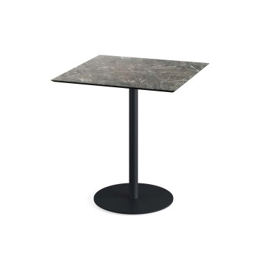 Veba - Urban table de bistrot avec piètement noir + plateau carré HPL Galaxy Marble