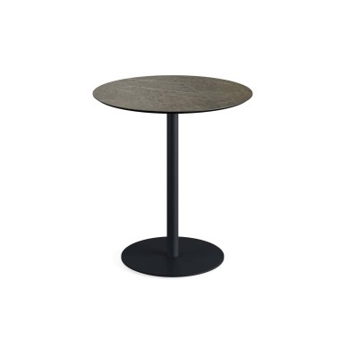 Veba - Urban table de bistrot avec piètement noir + plateau rond HPL Midnight Marble