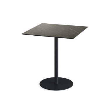 Veba - Urban table de bistrot avec piètement noir + plateau carré HPL Midnight Marble