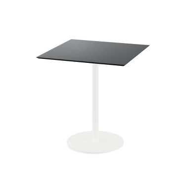 Veba - Urban table de bistrot avec piètement blanc + plateau carré HPL noir