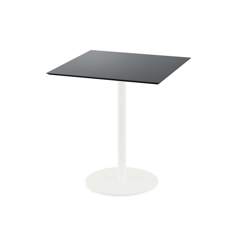Veba - Urban table de bistrot avec piètement blanc + plateau carré HPL noir