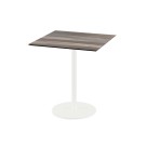 Veba - Urban table de bistrot avec piètement blanc + plateau HPL carré Tropical Wood
