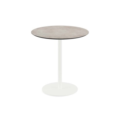 Veba - Urban table de bistrot avec piètement blanc + plateau rond HPL Moonstone