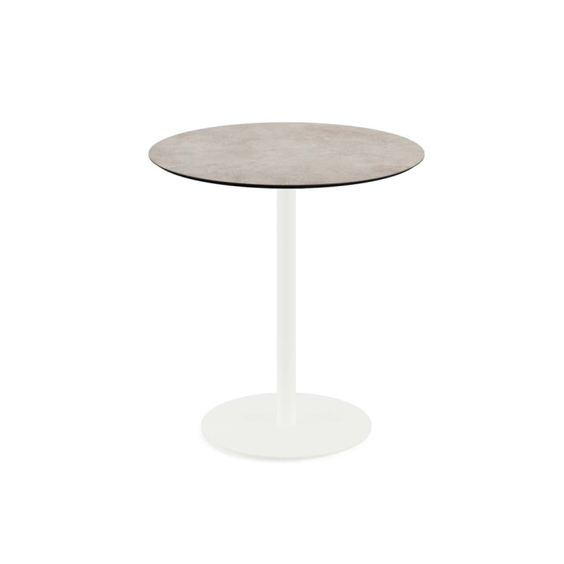 Veba - Urban table de bistrot avec piètement blanc + plateau rond HPL Moonstone