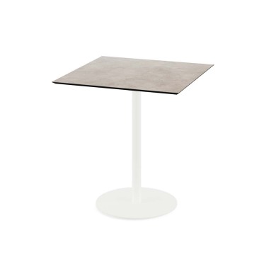 Veba - Urban table de bistrot avec piètement blanc + plateau carré HPL Moonstone
