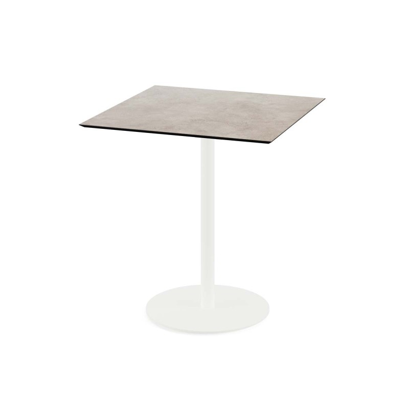 Veba - Urban table de bistrot avec piètement blanc + plateau carré HPL Moonstone
