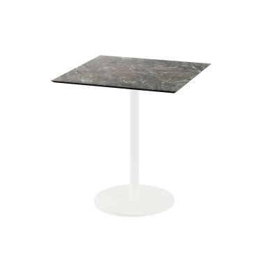 Veba - Urban table de bistrot avec piètement blanc + plateau carré HPL Galaxy Marble
