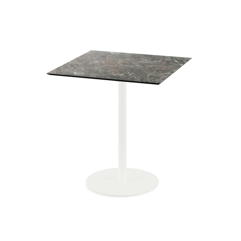 Veba - Urban table de bistrot avec piètement blanc + plateau carré HPL Galaxy Marble