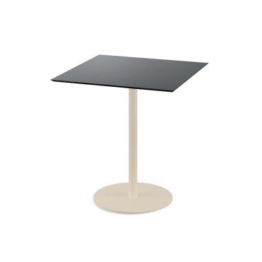 Veba - Urban table de bistrot avec piètement sable + plateau carré HPL noir