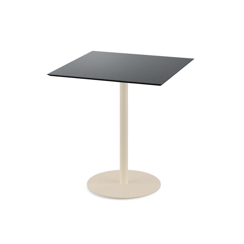 Veba - Urban table de bistrot avec piètement sable + plateau carré HPL noir