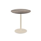 Veba - Urban table de bistrot avec piètement sable + plateau rond HPL Tropical Wood