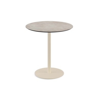 Veba - Urban table de bistrot avec piètement sable + plateau rond HPL Moonstone