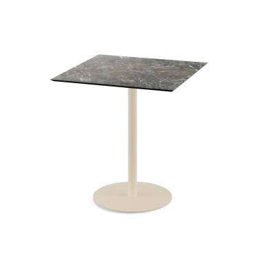 Veba - Urban table de bistrot avec piètement sable + plateau carré HPL Galaxy Marble