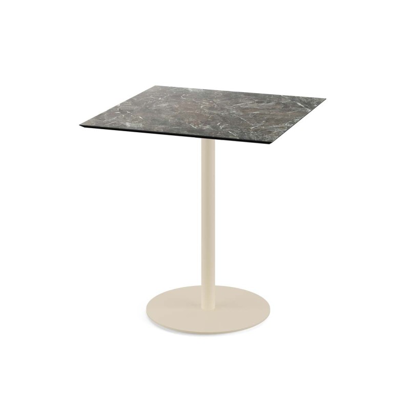 Veba - Urban table de bistrot avec piètement sable + plateau carré HPL Galaxy Marble