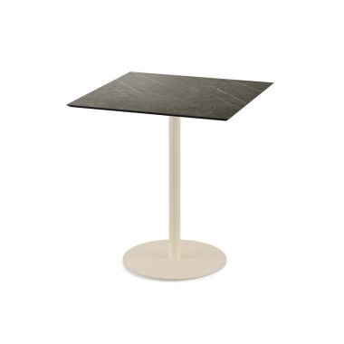 Veba - Urban table de bistrot avec piètement sable + plateau carré HPL Midnight Marble