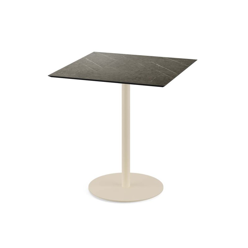 Veba - Urban table de bistrot avec piètement sable + plateau carré HPL Midnight Marble
