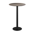 Veba - Urban mange-debout avec piètement noir + plateau rond HPL Tropical Wood