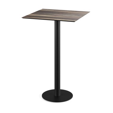Veba - Urban mange-debout avec piètement noir + plateau carré HPL Tropical Wood